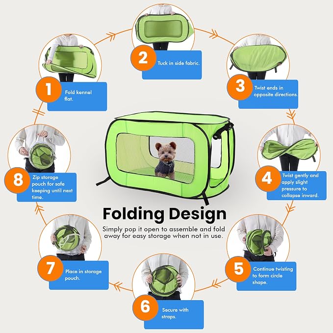 Beatrice Home Fashions Portable, Collapsible, Pop Up Kennel Travel Cat and Dog - Image 5