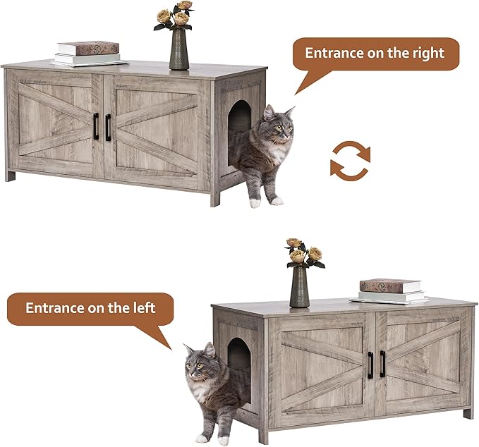 Homhedy 39.4" L Cat Litter Box Enclosure, Pet House - Image 6