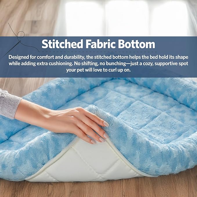 MidWest Homes for Pets QuietTime Fashion XXS Dog Bed – Blue Faux Fur Bolster - Image 6