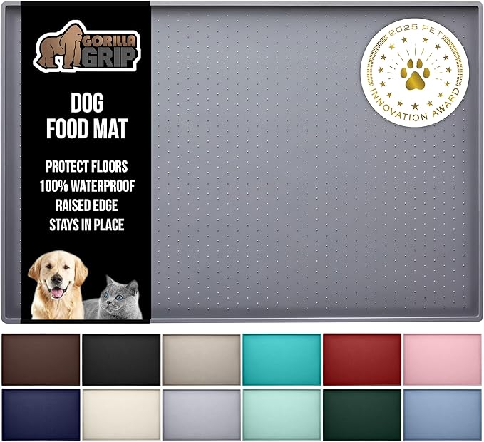 GORILLA GRIP 100% Waterproof Raised Edge BPA Free Silicone Pet Feeding Mat by GorillaGrip