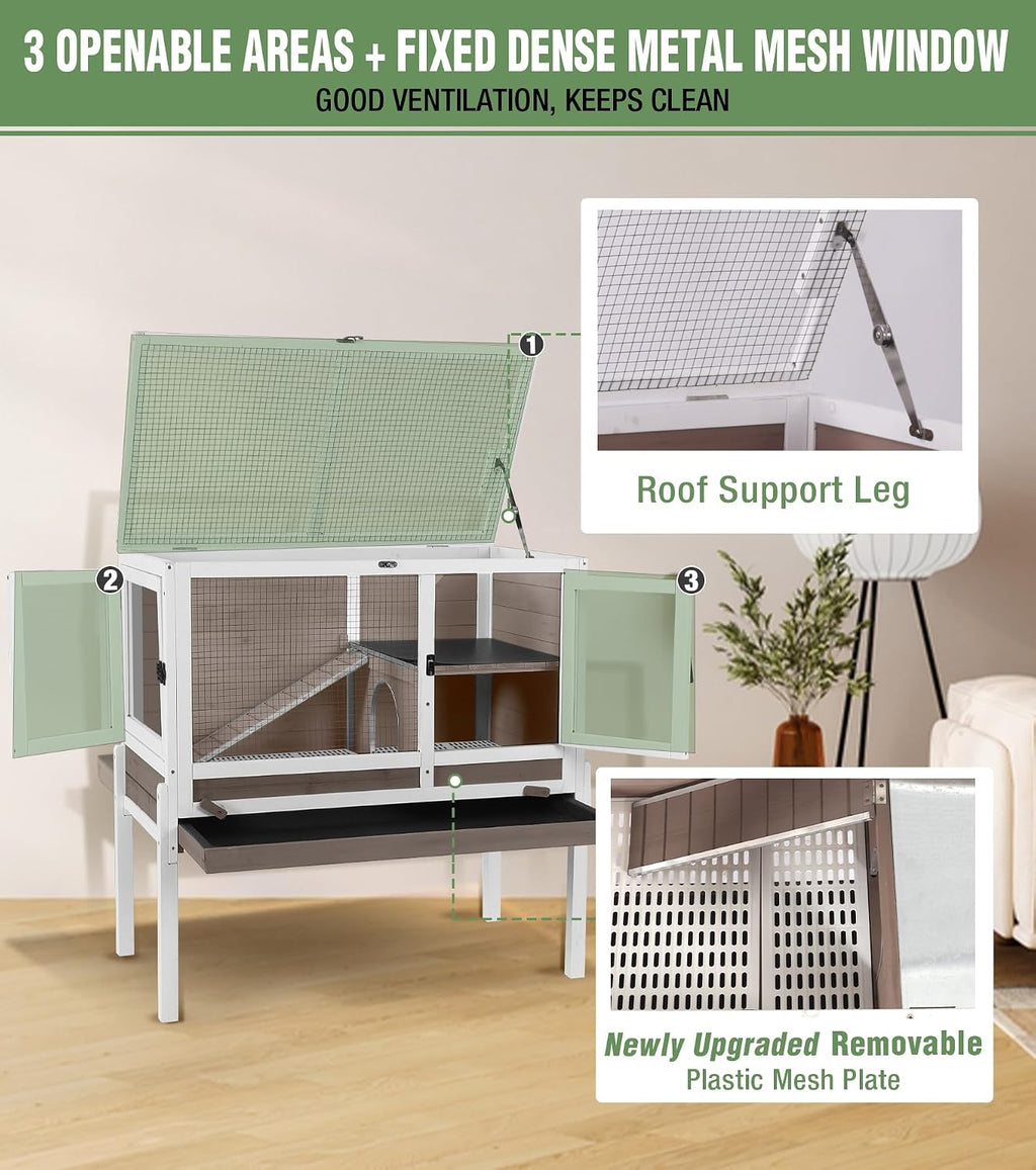 Guinea Pig Cage Indoor with Chew-Proof Edges, Clean Deep Tray | Rabbit - GlobalHabitat Supply