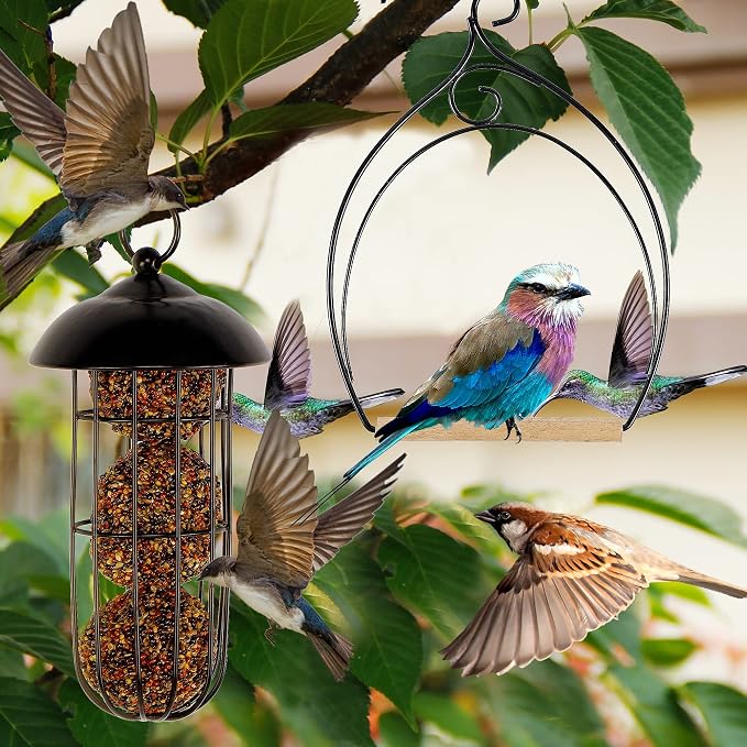 winemana Set of 3 Hummingbird Swings, Rust Resistant Metal Frame, Wooden Dowel - Image 6