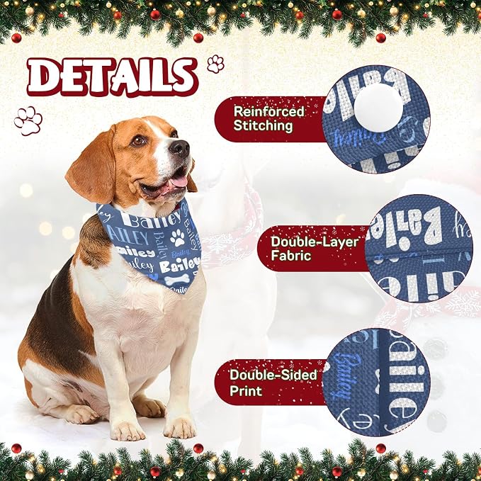 Personalized Dog Bandanas Custom Neckwear Name Button Anti-loosening Dog Scarf - Image 3