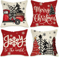 Fahrendom Merry Christmas Decorative Throw Pillow Covers 18 x 18 Set of 4 by Fahrendom