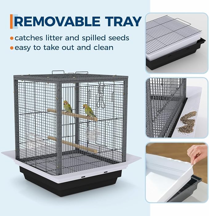 Bird Flight Cage 16 x 16 x 20 Inch, Wrought Iron Parrot Cage - Image 4