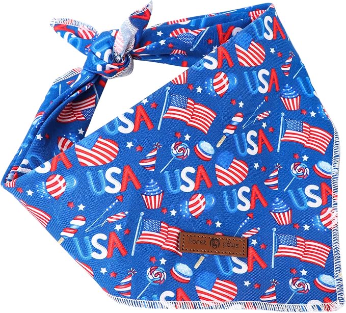 lionet paws Patriotic 4th of July Dog Bandana American Flag - Image 4