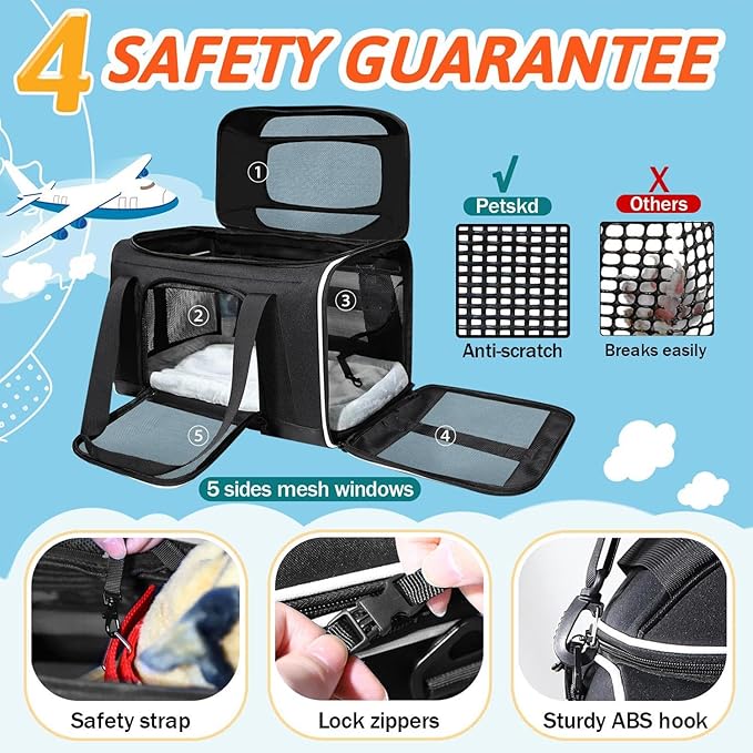 Petskd Top-Expandable Pet Carrier 18x13x9.5 Inches Southwest Airline Approved - Image 5