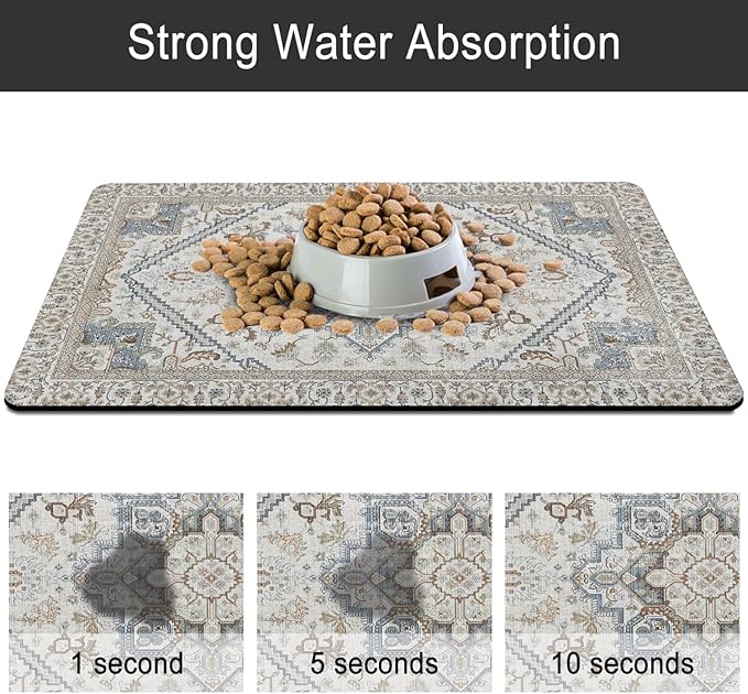 2 Pack Dog Food Mats for Floors, Absorbent and Quick-Drying Pet Cat Food Mat - Image 5