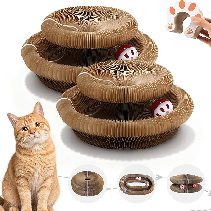 2Pcs Magic Organ Cat Scratcher Toy, Extra-Thick & Large Connectable Cardboard by SREBAY