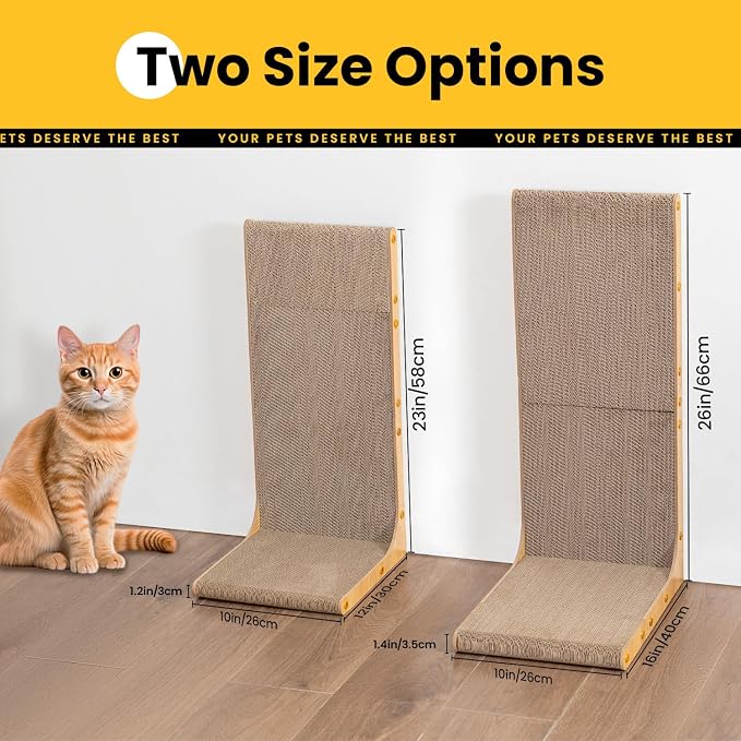 Cardboard Cat Scratcher, 23 Inch L Shape Scratch Pad Wall Mounted, Vertical - Image 2