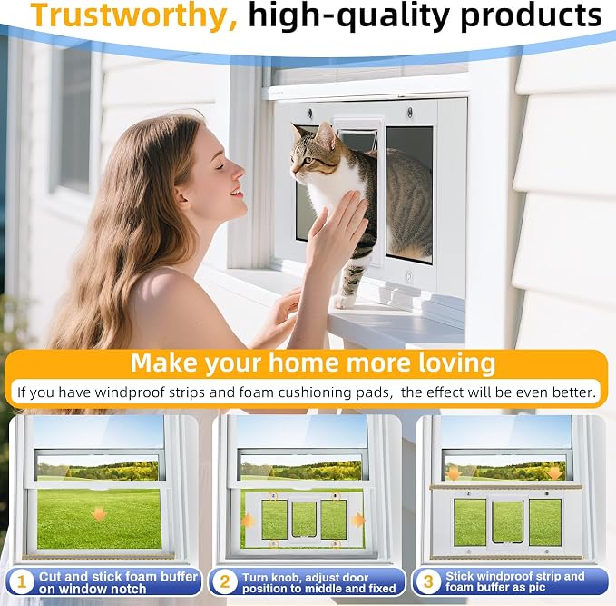Full Size Cat Door Window Insert, fits 23'‘-28’' Various Sliding Windows - Image 6