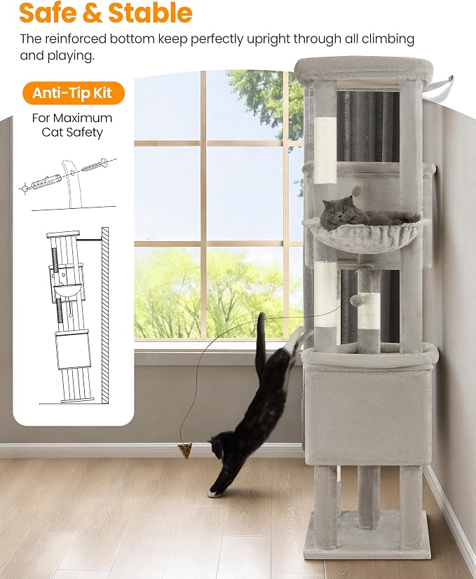 Extra Large Cat Tree, 84 Inch XXL Giant Cat Tower - Image 9