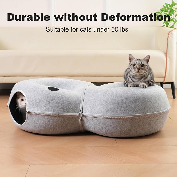 8-Shaped Large Cat Tunnel Bed for Indoor Cats, Infinite Circulation Peekaboo - Image 4