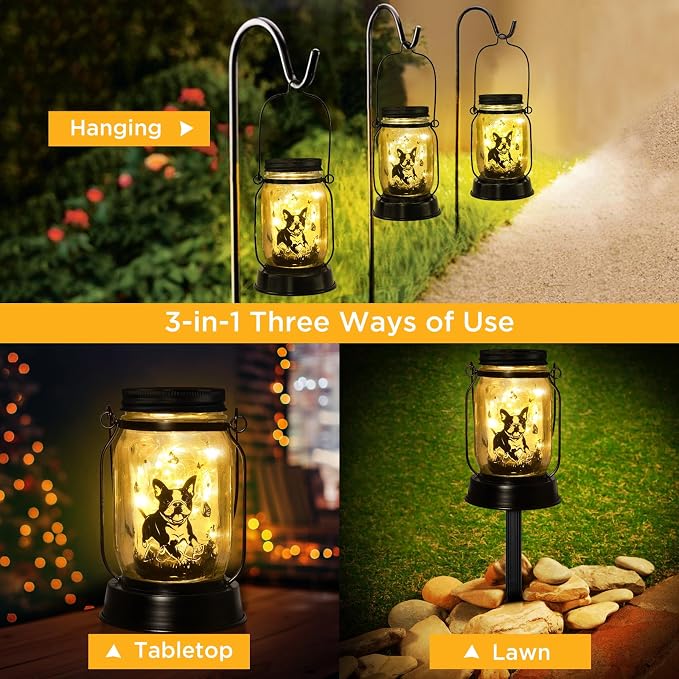 Boston Terrier Gifts for Women/Men Boston Terrier Solar Lanterns Mom Birthday - Image 3