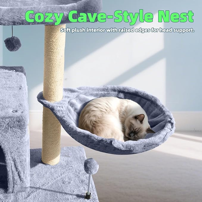 Cat Tree with Cat Condo and Hammock, Cat Tree with Scratching Posts and - Image 4