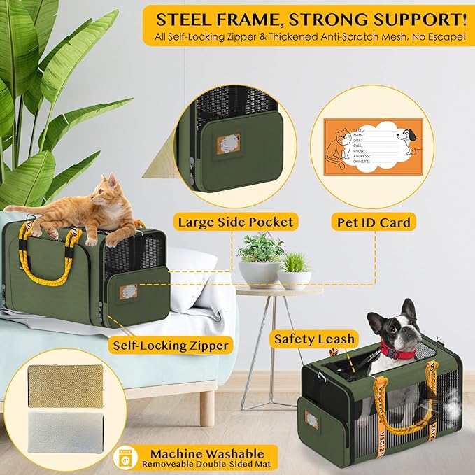PAWZIDEA Expandable Pet Carrier w/ID Card, 18″×11″×11″ Small Dog Carrier TSA - Image 6