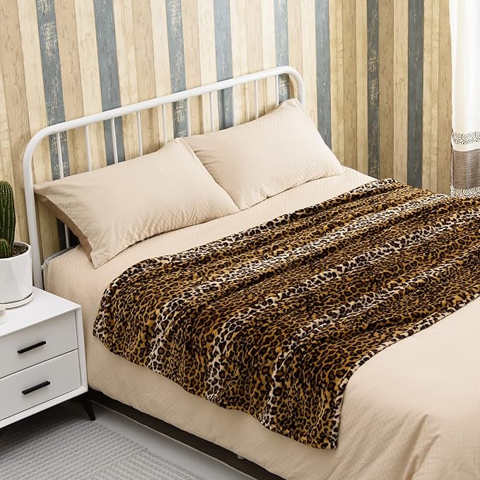 Bnuitland Leopard Print Fleece Flannel Throw Blanket - Image 6