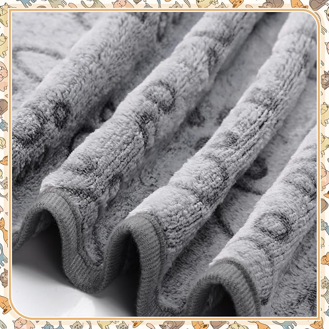 Tegeme 12 Pcs Pet Blankets Soft Fluffy Fleece Dog Cat Warm Paw Print Pattern - Image 4