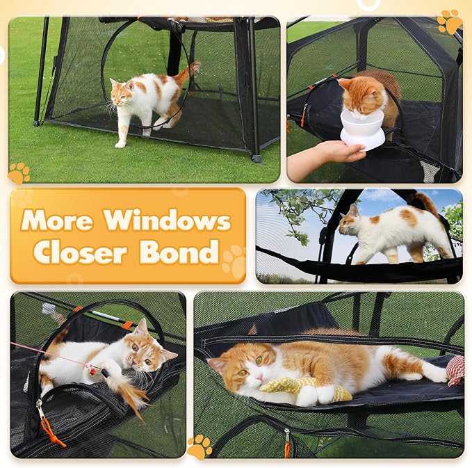 Extra Large Catio Outdoor Cat Enclosure, Rywell 3-Tier Spacious Outdoor Cat Tent - Image 6