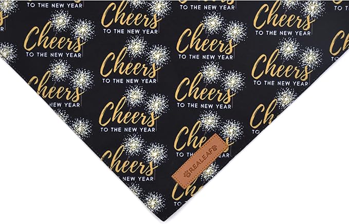 Realeaf New Year Dog Bandanas 2 Pack, Cheers to The New Year Dog Scarf - Image 4