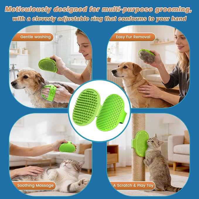 7PCS Dog Washing Gloves | Dog Bath Brush | Storage Bag | Dog Finger Toothbrush - Image 6