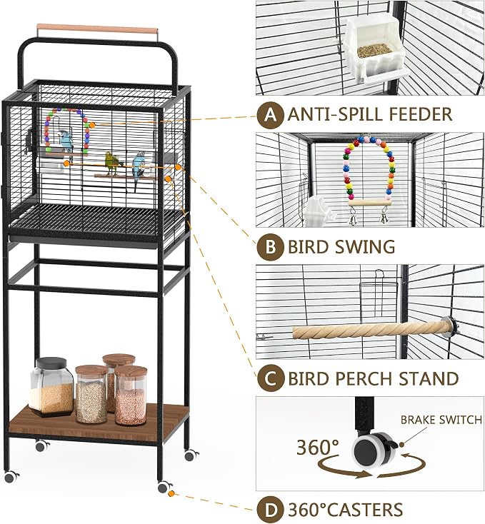 Bird Wrought Iron Cage, Home Style Detachable Travel Birdcage - Image 6