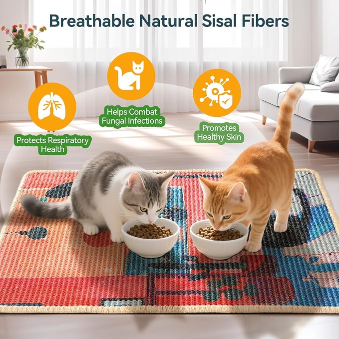 3-in-1 Sisal Cat Scratcher Mat 23.6x15.7 – Durable Scratch Rug Use - Image 2