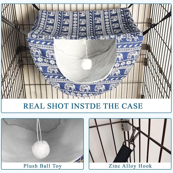 JSPYFITS Cat Cage Hammock with Ball, Double Layer Hanging Adjustable Soft Pet - Image 9