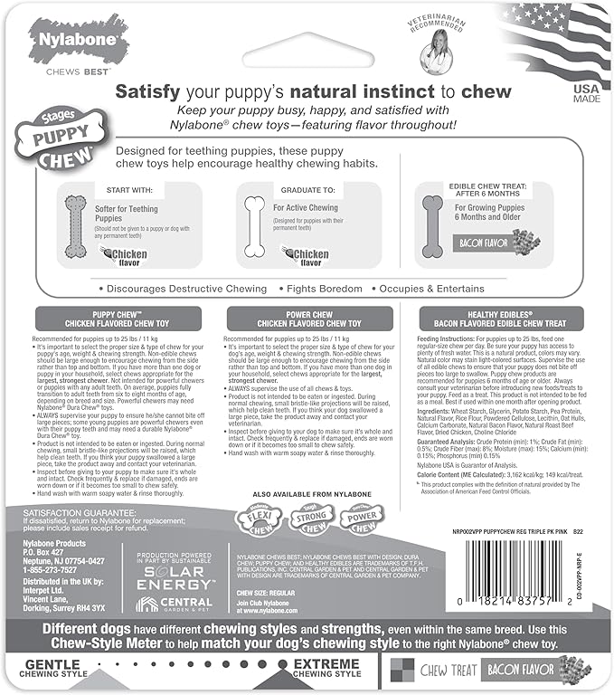 Nylabone Puppy Chew Toys & Natural Treat Triple Pack, Puppy Enrichment Teething - Image 12