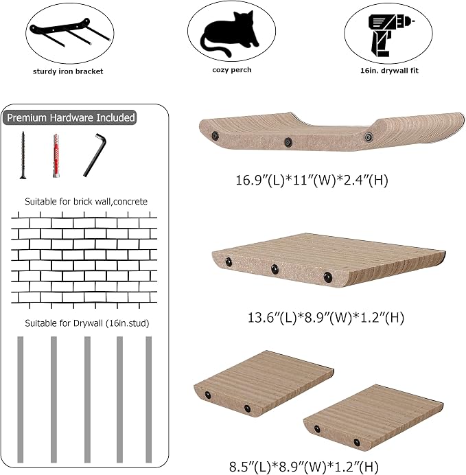 Wall Mounted Cat Shelves and Perches, Scratcher Cat Beds & Furniture - Image 4