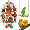 2 pcs Parrot Toys, Natural Corn Cob Bird Chewing Toys and Bird Swing Toy by CNYMANY