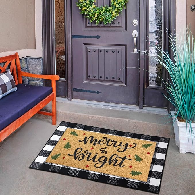 Tinideya 2 Pcs Door Mat Welcome Non Slip Coir Mats Floor Layering Doormats - Image 5