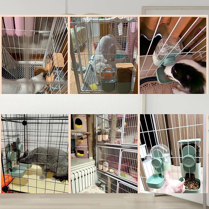 Hanging Automatic Food and Water Dispenser, Gravity Rabbit Feeder Set, Cage Cat - Image 8