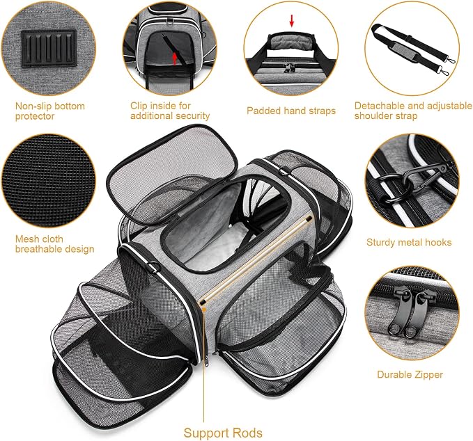 Estarer Soft Sided Pet Carrier Airline Approved, 4 Sides Expandable Collapsible - Image 5