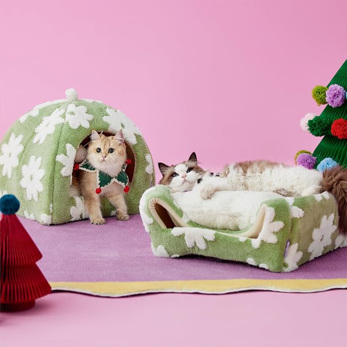 Lesure Cute Cat Beds for Indoor Cats - 2 in 1 Cat Cave Bed for Kittens and - Image 2