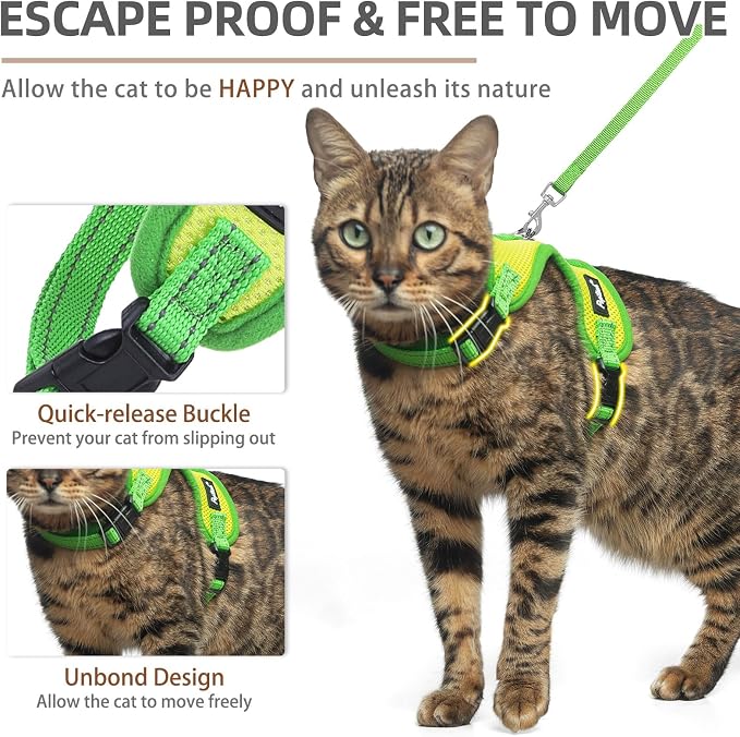 PUPTECK Cat Harness and Leash Set Escape Proof, Reflective Adjustable Soft Mesh - Image 3
