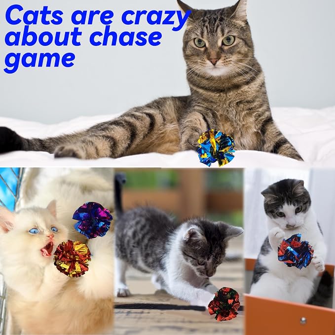 Cat Crinkle Ball Toys 10 Packs for Indoor Cats to Kill Time and Keep Fit - Image 5