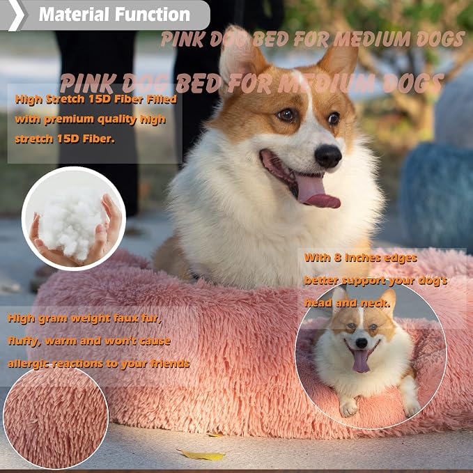 Calming Dog Bed for Medium Dogs Washable Donut 30 inches Anti-Slip Pet Bed - Image 4