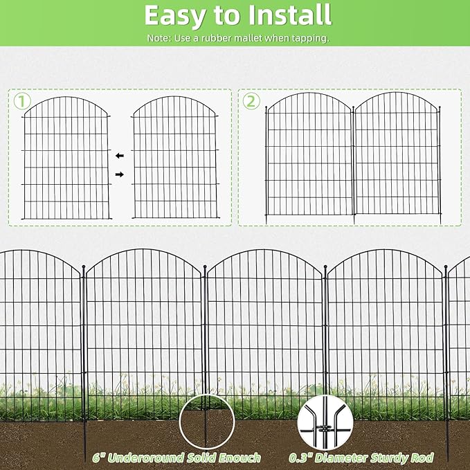 Decorative Garden Fence 40in x12ft, 5 Pack No Dig Fence Animal Barrier - Image 3