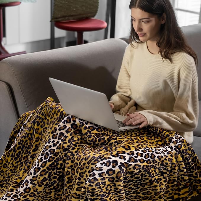 Bnuitland Leopard Print Fleece Flannel Throw Blanket, 300 GSM Double Sided - Image 3