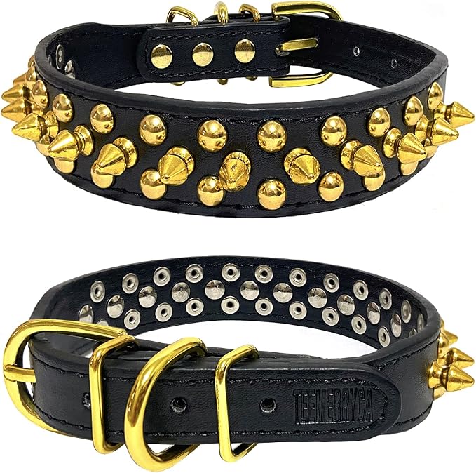 TEEMERRYCA Black Leather Dog Collar - Image 2