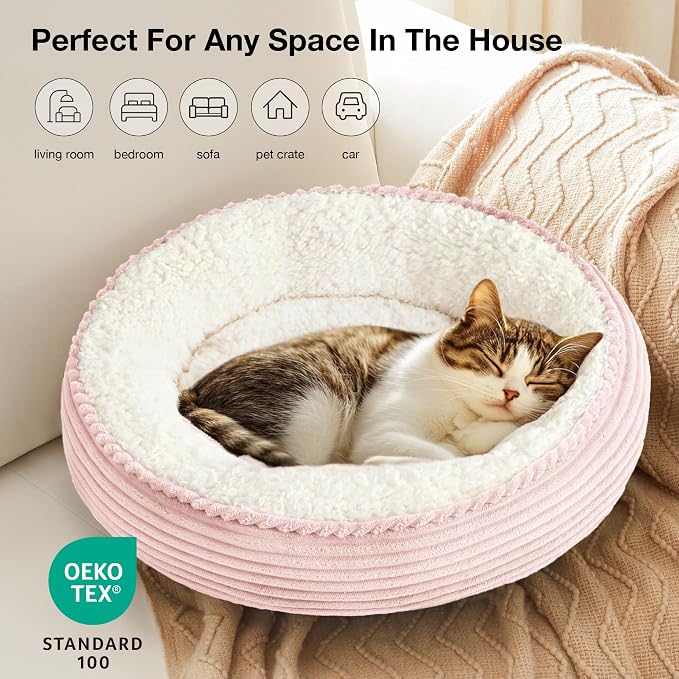 Love's cabin Round Donut Cat and Dog Cushion Bed, 20in Pet Bed - Image 5