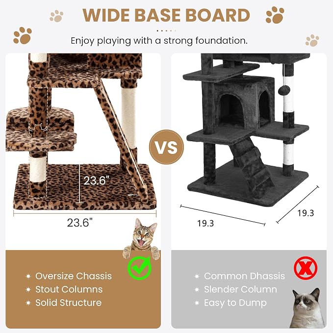 SHA CERLIN 65in Larger Cat Tree Tower Condo - Image 6