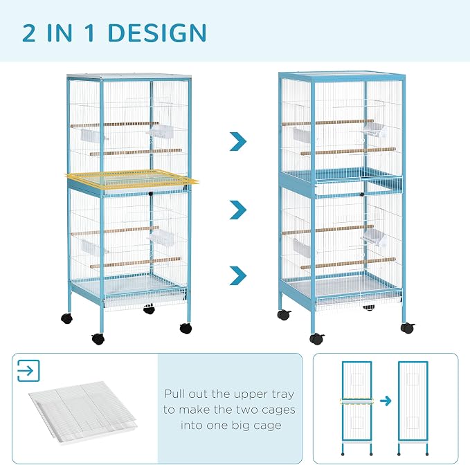 PawHut Large Bird Cage with 1.7 ft. Width - Image 3