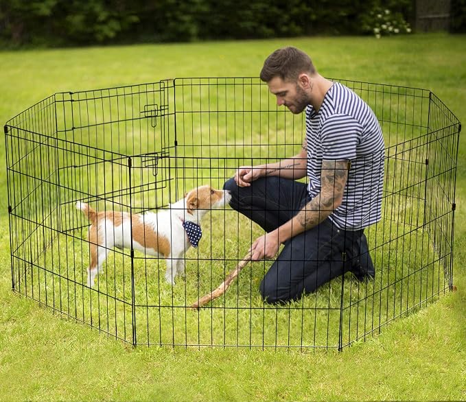 Artmeer Pet Playpen Puppy Playpen Kennels Dog Fence Exercise Pen Gate Fence - Image 2