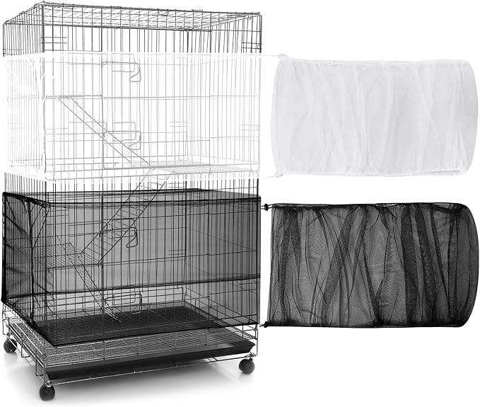 Shappy 2 Pieces Adjustable Bird Cage Seed Catcher Birdcage Cover Nylon Mesh by Shappy