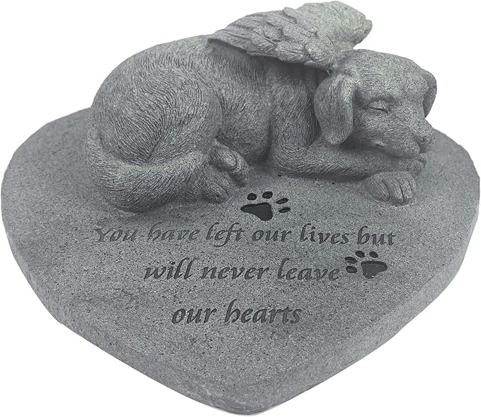 Angel Dog Pet Memorial Stone, Outdoor Decor, Pet Loss Headstone, Memorial - Image 2