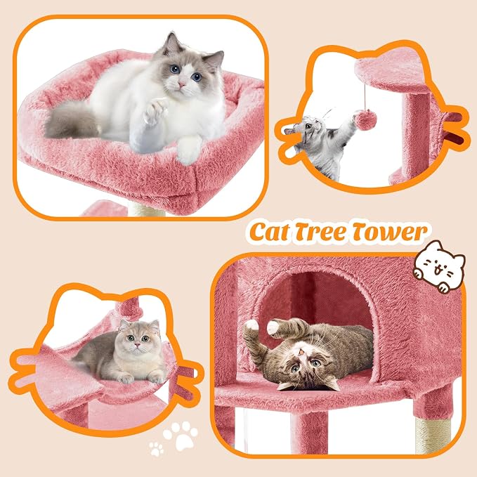 Sweetcrispy 44 inch Cat Tree Tower, Small Cat Climbing Tower - Image 6