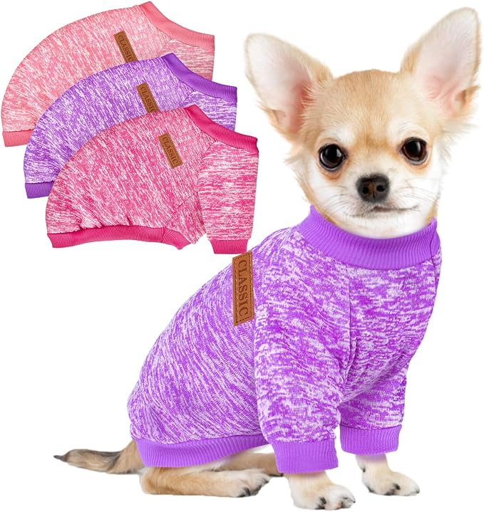 3 Pack Dog Sweaters for Small Dogs Girl Boy Winter Fleece Clothes Warm Soft Dog by BAOBICUTE