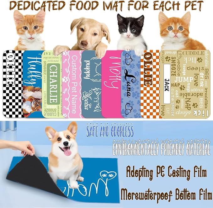 Personalized Dog Cat Food Mat Waterproof Non Slip Pet Bowl Name Mat Absorbent - Image 7